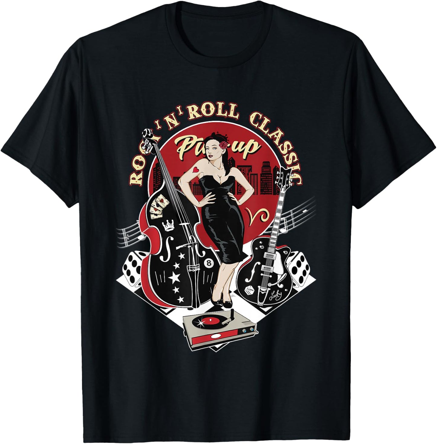 Rockabilly 1950s Sock Hop Dance Doo Wop Clothes Retro Pinup T-Shirt - T-Shirt | Black