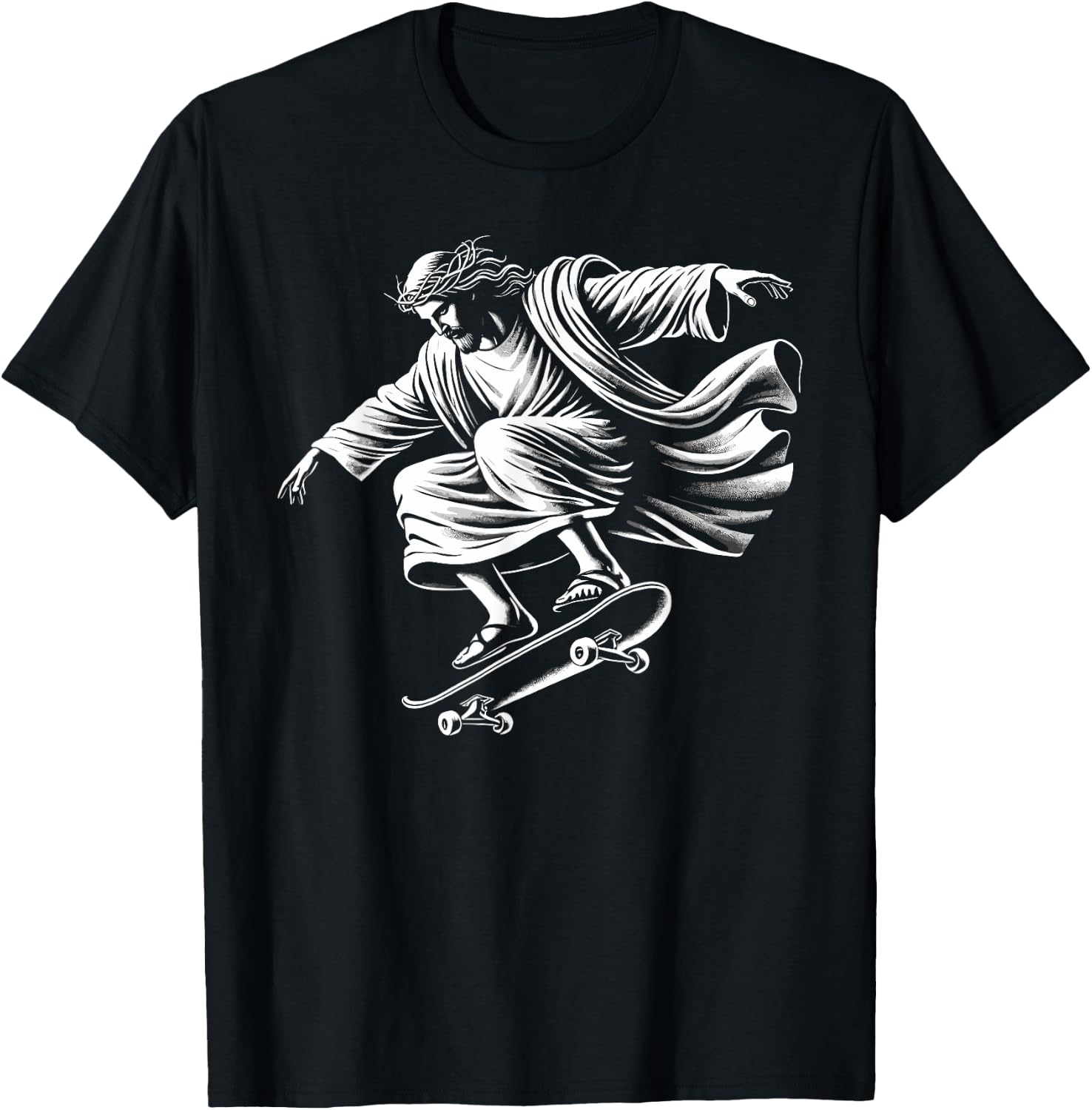 Funny jesus skateboard skateboarding christ christian skate T-Shirt - T-Shirt | Black