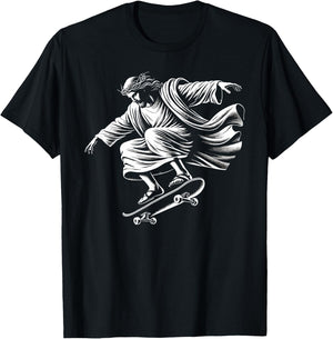 Funny jesus skateboard skateboarding christ christian skate T-Shirt - T-Shirt | Black