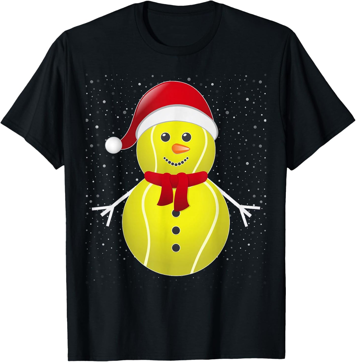 Tennis Ball Snowman Santa T-Shirt - T-Shirt | Black