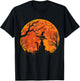 Vintage Scary Halloween Cat Costume Retro Cat Moon Men Women Kids T-Shirt - T-Shirt | Black