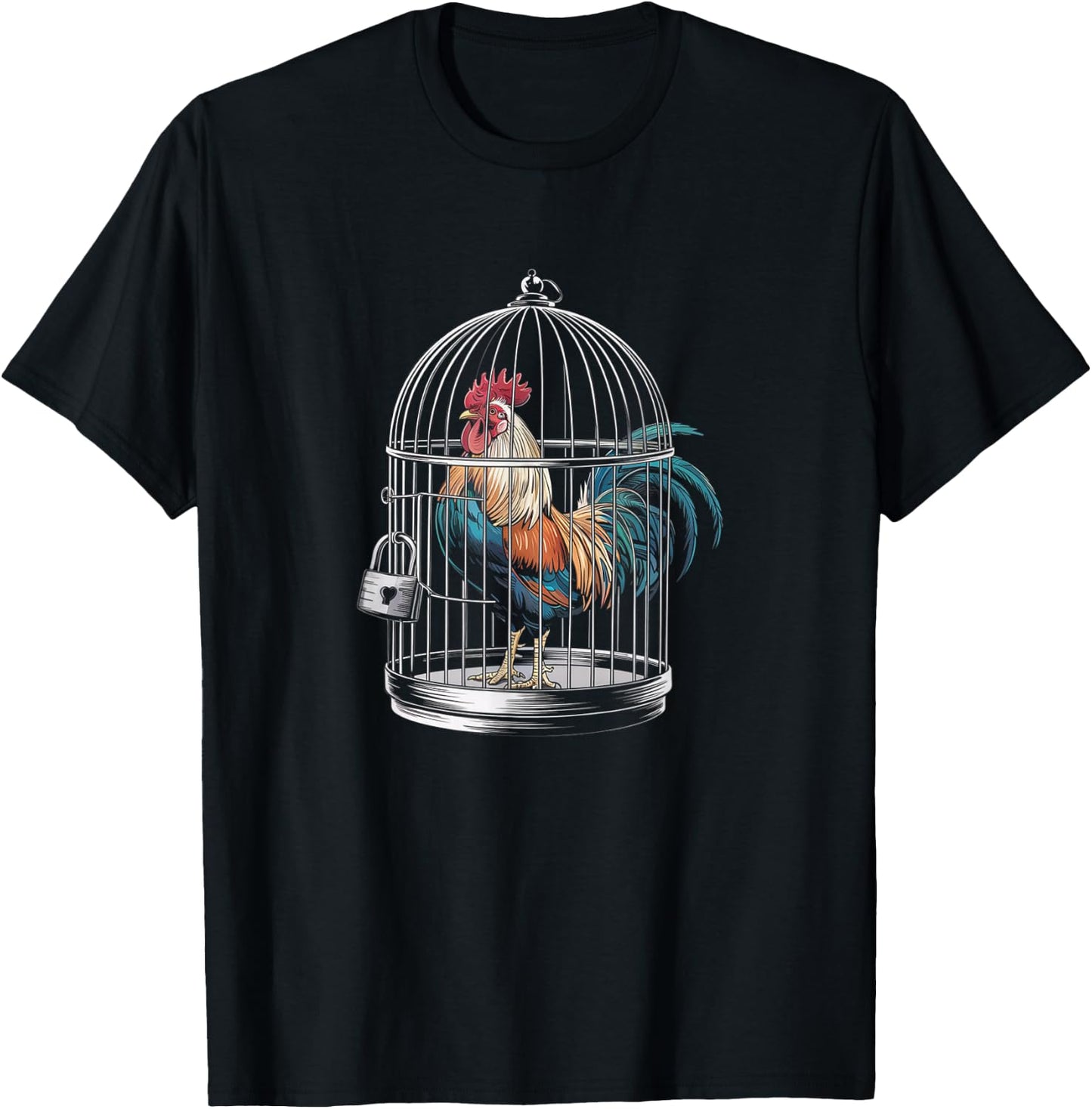 Caged Rooster T-Shirt - T-Shirt | Black
