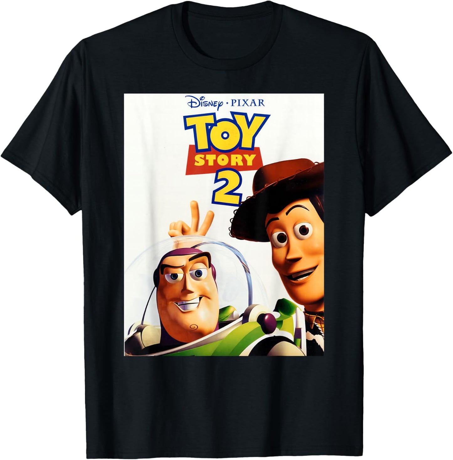 Disney Pixar Toy Story 2 Woody And Buzz Movie Poster T-Shirt - T-Shirt | Black