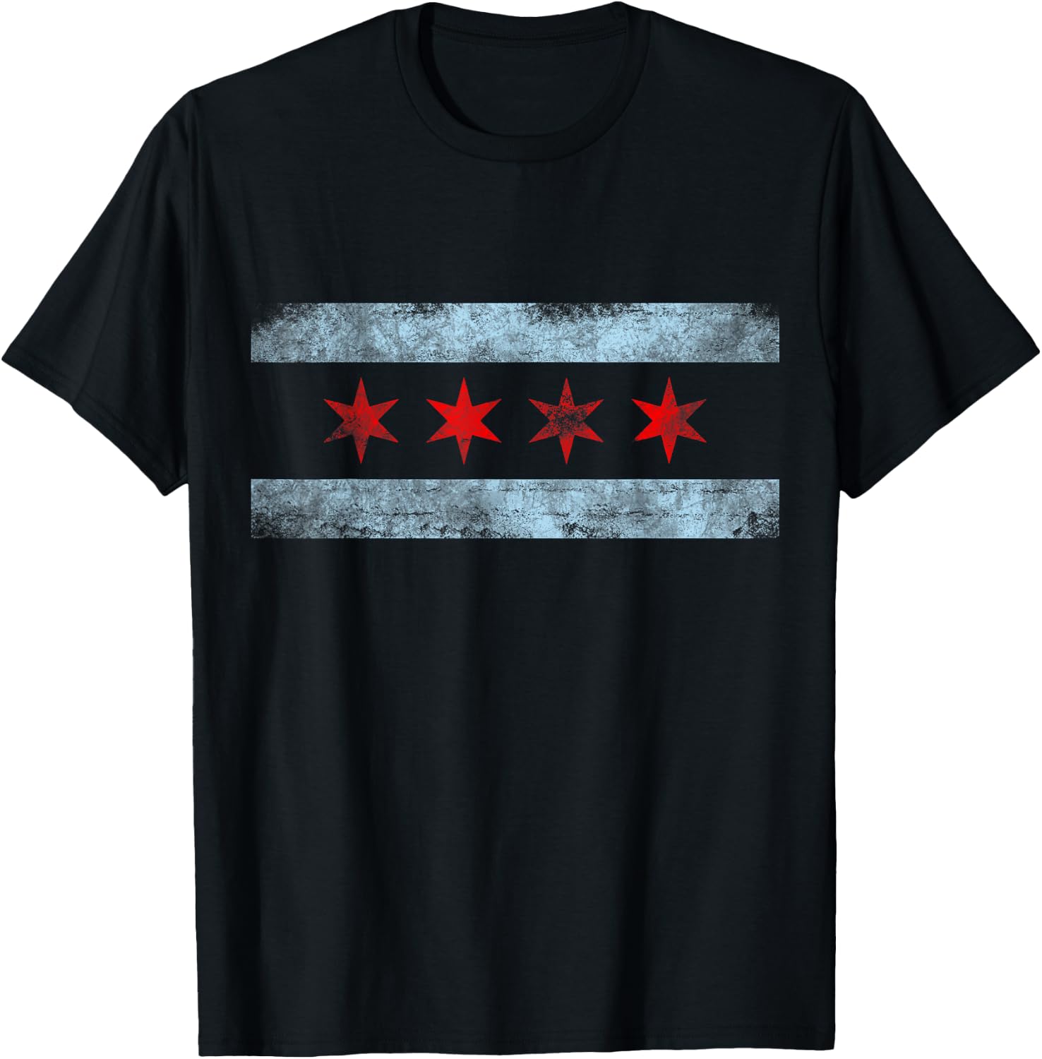 Chicago Flag Vintage T-Shirt - T-Shirt | Black