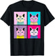 Pop-Art Cat Illustrated Women Kids T-Shirt - T-Shirt | Black