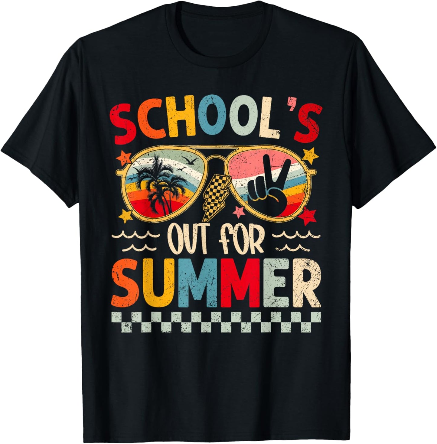 Schools Out for Summer Last Day Sunglasses Boy Girl Teacher T-Shirt - T-Shirt | Black
