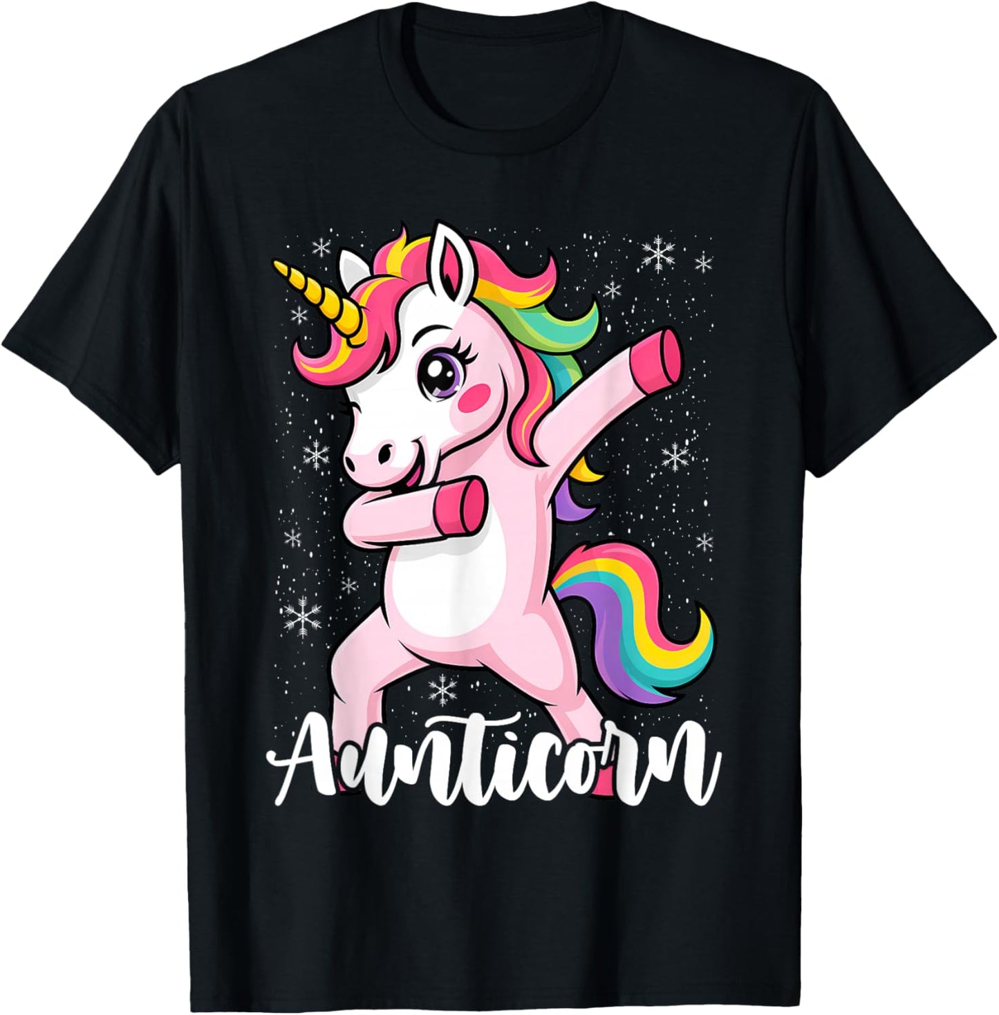 Aunticorn Aunty Dabbing Unicorn Auntie Aunt Christmas T-Shirt - T-Shirt | Black