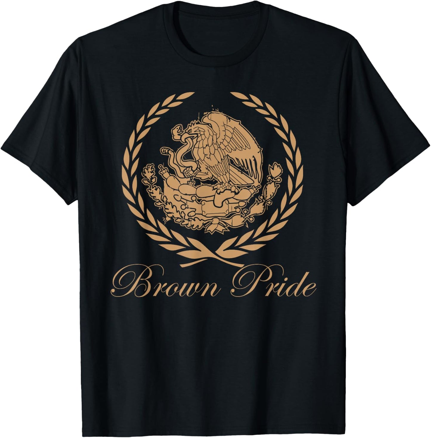 CaliDesign Men's Brown Pride Mexican Heritage Flag T-Shirt - T-Shirt | Black