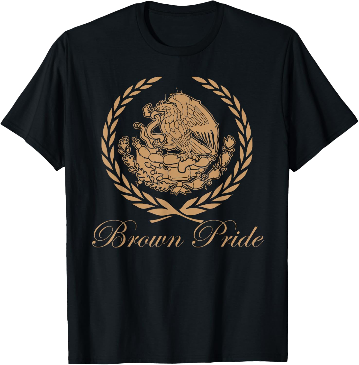 CaliDesign Men's Brown Pride Mexican Heritage Flag T-Shirt - T-Shirt | Black