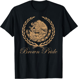 CaliDesign Men's Brown Pride Mexican Heritage Flag T-Shirt - T-Shirt | Black