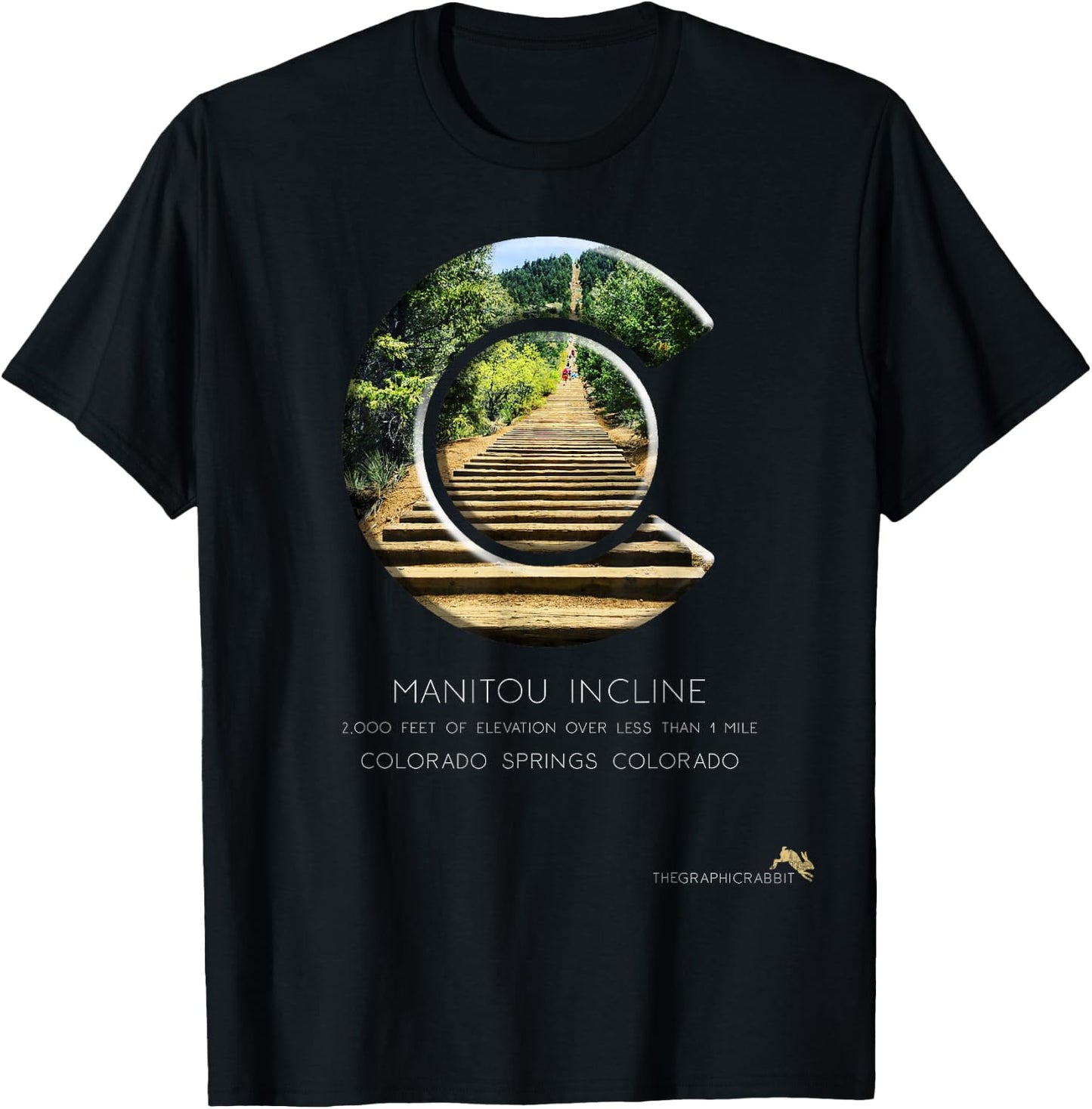 Colorado State Flag C Logo T Shirt - Manitou Incline T-Shirt - T-Shirt | Black
