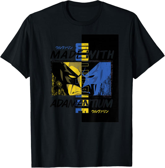 Marvel Wolverine Made With Adamantium Japanese Colour Block T-Shirt - T-Shirt | Black