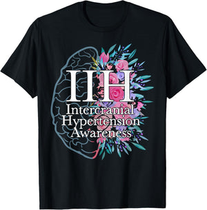Idiopathic Intracranial Hypertension Awareness Brain Floral T-Shirt - T-Shirt | Black