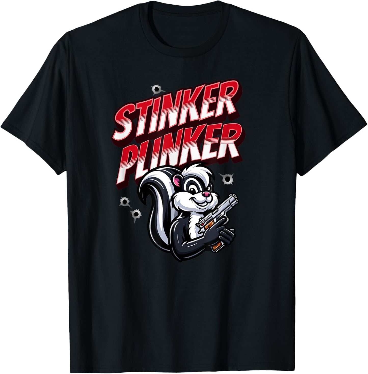 Stinker Plinker - Skunk Handgun Shootist T-Shirt - T-Shirt | Black