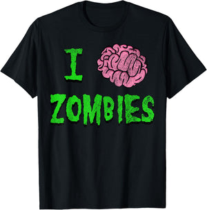I Heart Zombies - I Brain Zombies Shirt - Distressed Grunge T-Shirt - T-Shirt | Black
