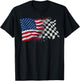 4th of July Checkered USA American Flag Car Racing Track T-Shirt - T-Shirt | Black