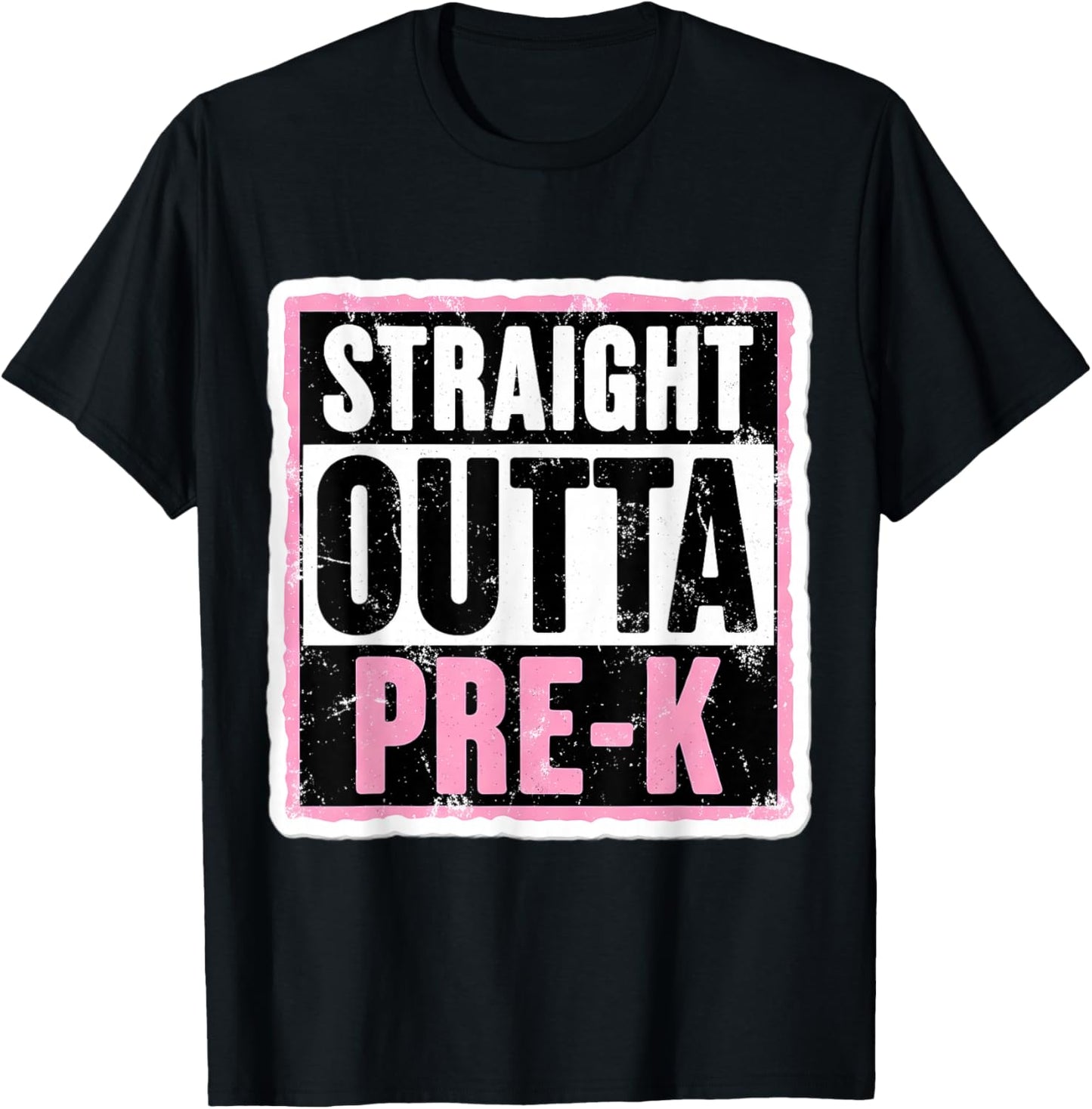 Straight Outta Pre-K Graduation Girls School Graduate Girl T-Shirt - T-Shirt | Black
