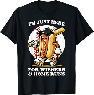 Funny Baseball Design Men Wieners & Home Runs T-Shirt - T-Shirt | Black