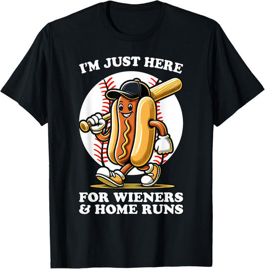 Funny Baseball Design Men Wieners & Home Runs T-Shirt - T-Shirt | Black