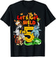 Kids 5 Year Old Zoo Birthday Shirt Safari Jungle Animal 5th T-Shirt - T-Shirt | Black