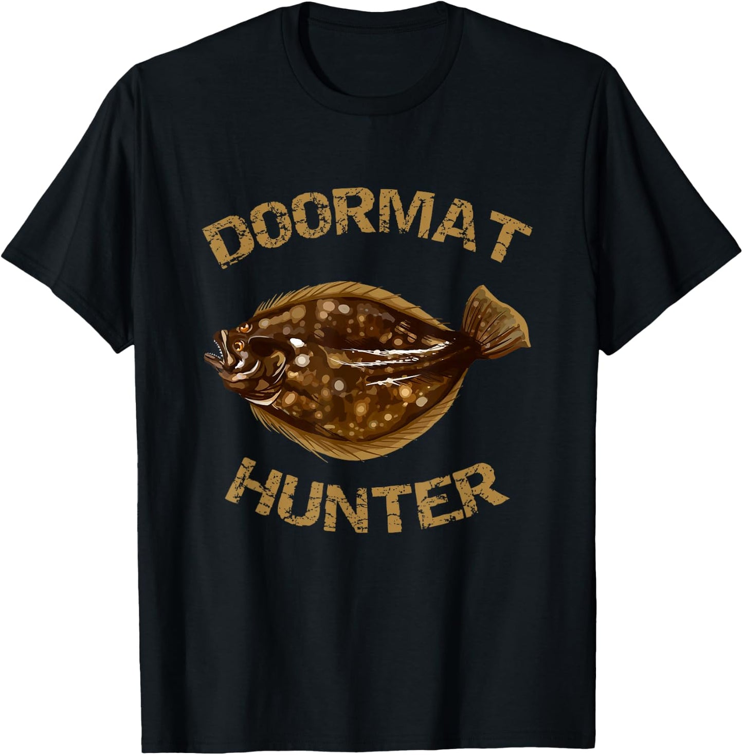 Doormat Hunter | Summer Flounder Fishing T-Shirt - T-Shirt | Black