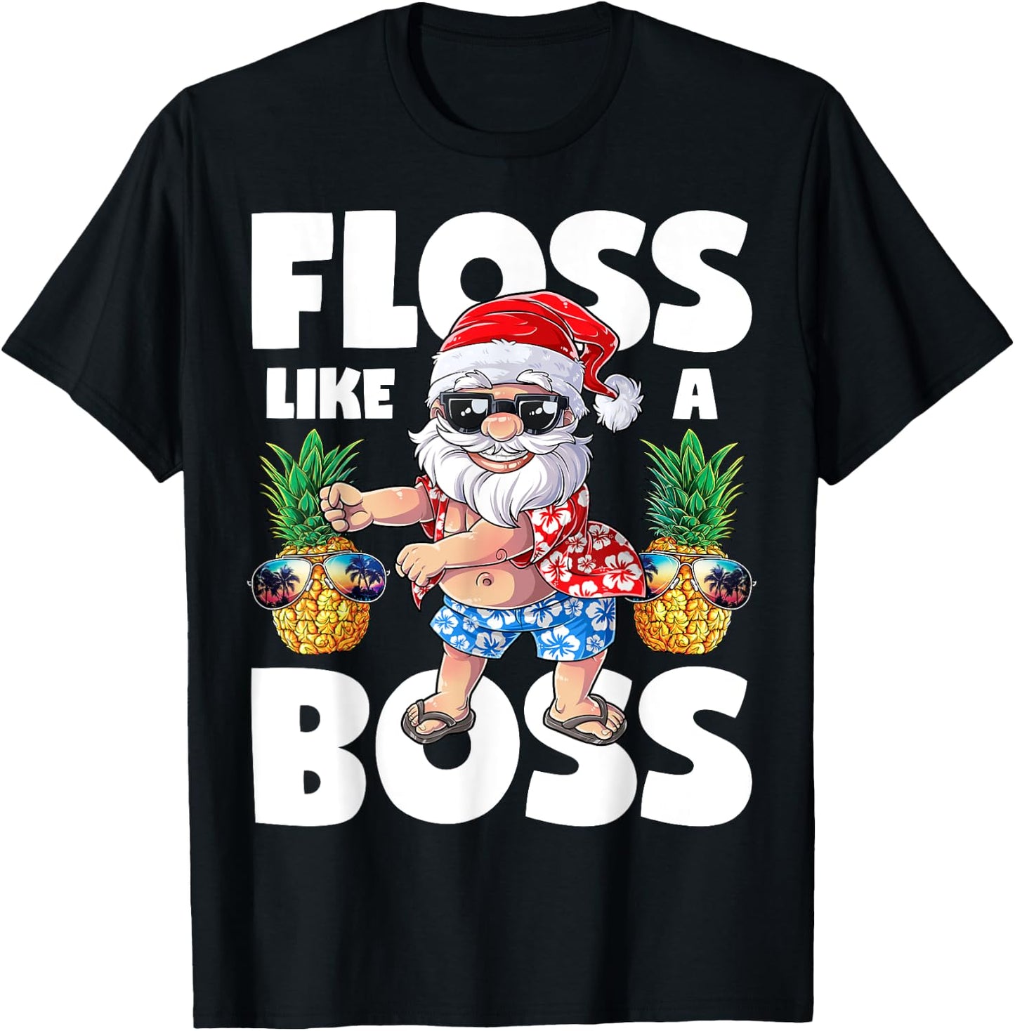 Santa Floss Like A Boss T shirt Christmas boys Flossing Xmas T-Shirt - T-Shirt | Black