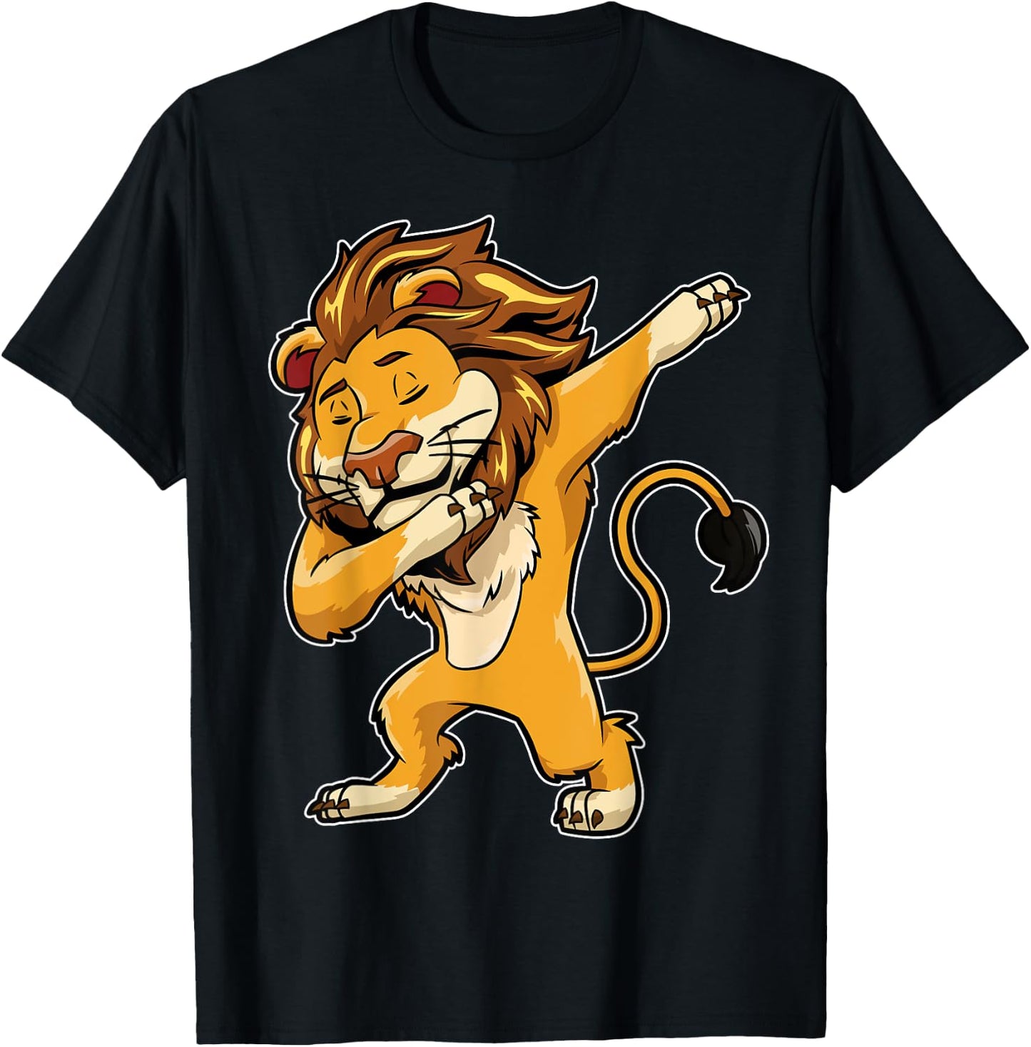 Dabbing Lion T Shirt Meme Print Dab Cat Dance T Shirt Lions T-Shirt - T-Shirt | Black