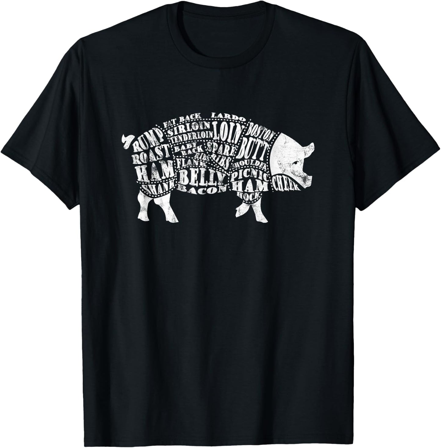 BBQ : Pig Cuts Barbecue and Grilling T-Shirt - T-Shirt | Black