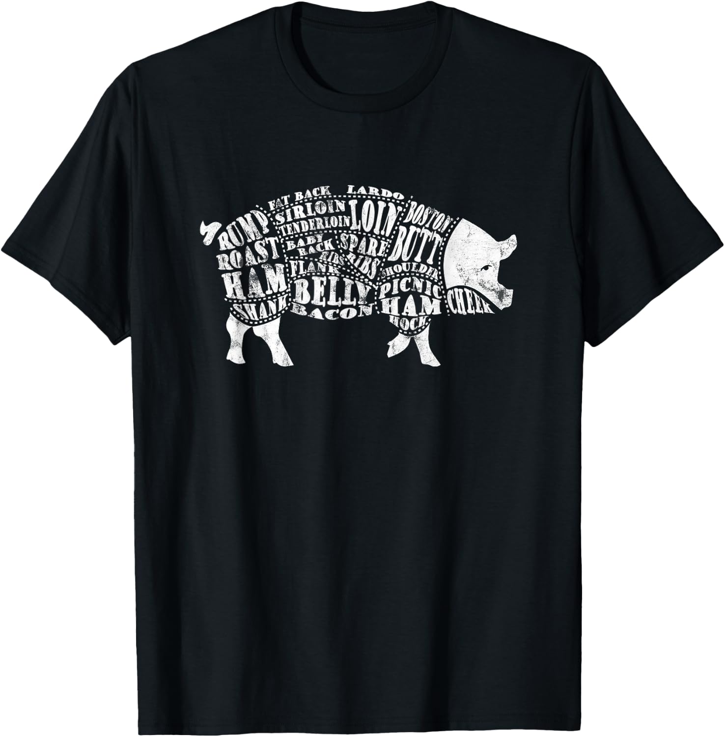 BBQ : Pig Cuts Barbecue and Grilling T-Shirt - T-Shirt | Black