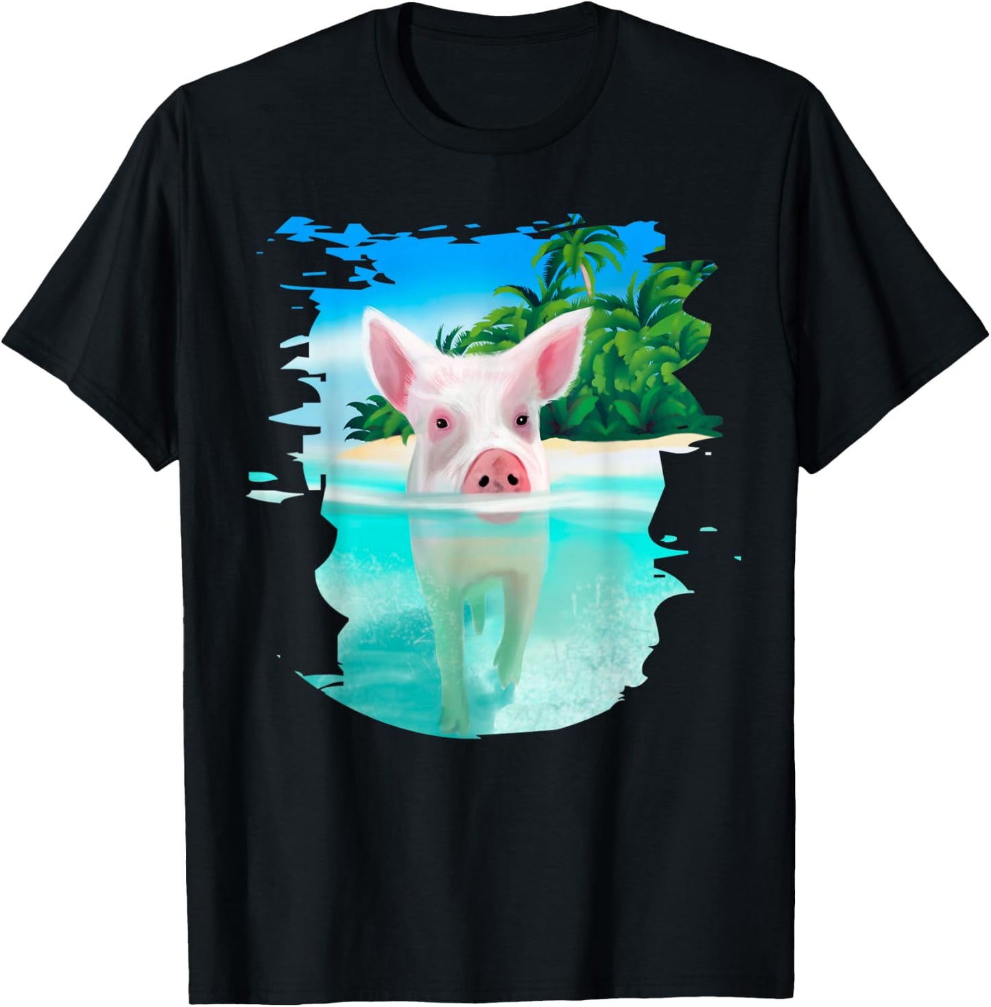 Bahamas Swimming Pigs Pig Swim Beach Holidays Shirt T-Shirt - T-Shirt | Black