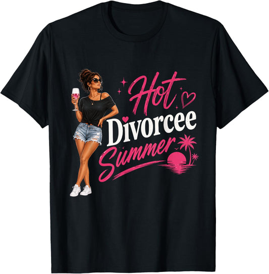 Hot Divorcee Summer Funny Divorced Woman Vacation Trip T-Shirt - T-Shirt | Black