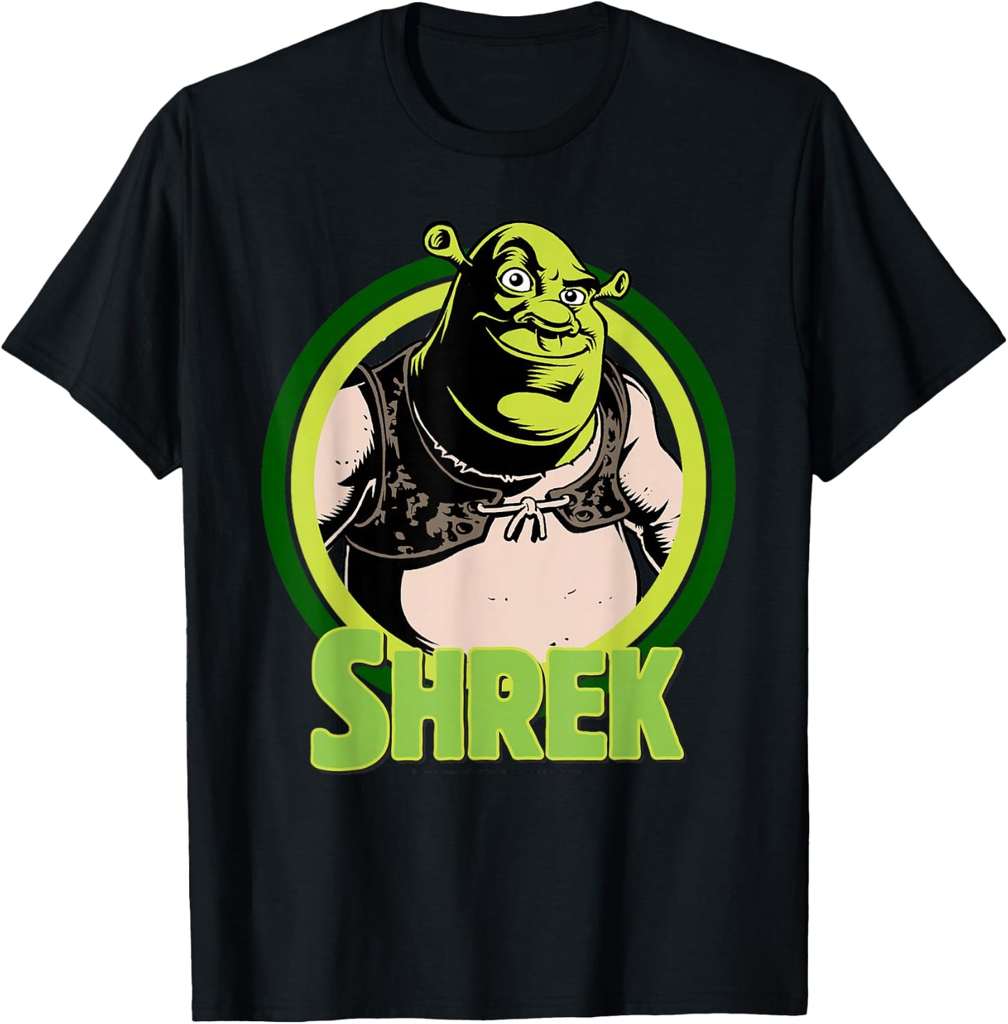 Shrek in Circles Cartoon Portrait Logo T-Shirt - T-Shirt | Black
