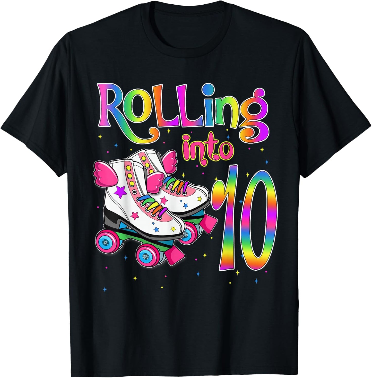 Rolling Into 10 years Lets Roll I'm Turning 10 Roller Skate T-Shirt - T-Shirt | Black