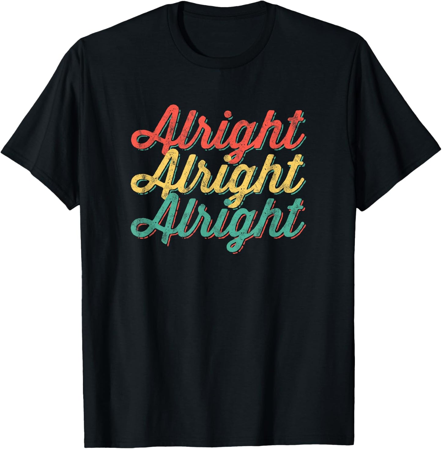 Alright Retro 70's Distressed Vintage Classic Seventies T-Shirt - T-Shirt | Black