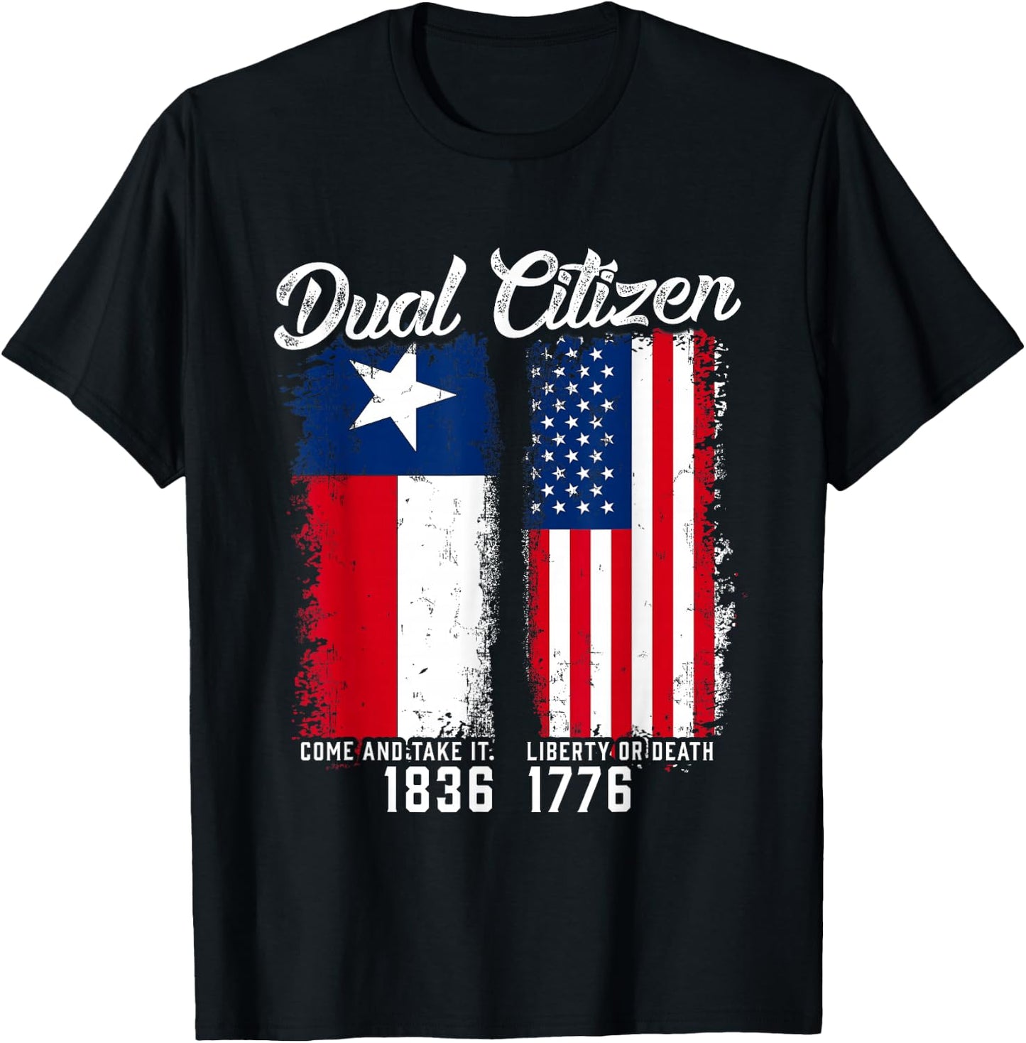 True Texan Dual Citizen Love Texas and America Small T-Shirt - T-Shirt | Black