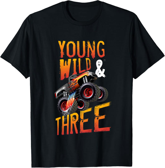 3rd Birthday Boy Monster Truck Rule JAM Three Years T-Shirt - T-Shirt | Black