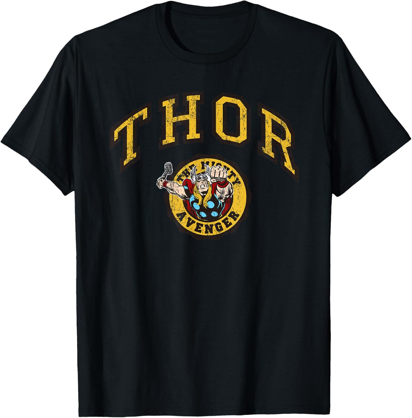 Marvel Thor The Mighty Avenger Varsity Vintage T-Shirt - T-Shirt | Black