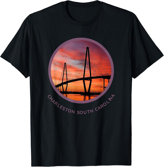 Charleston South Carolina Ravenel Bridge Print S.C. T-Shirt - T-Shirt | Black