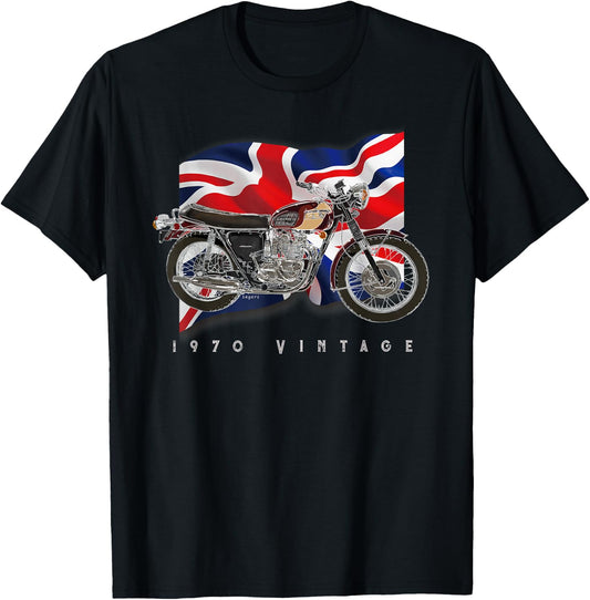 Vintage British Motorcycle Original Illustration T Shirt T-Shirt - T-Shirt | Black