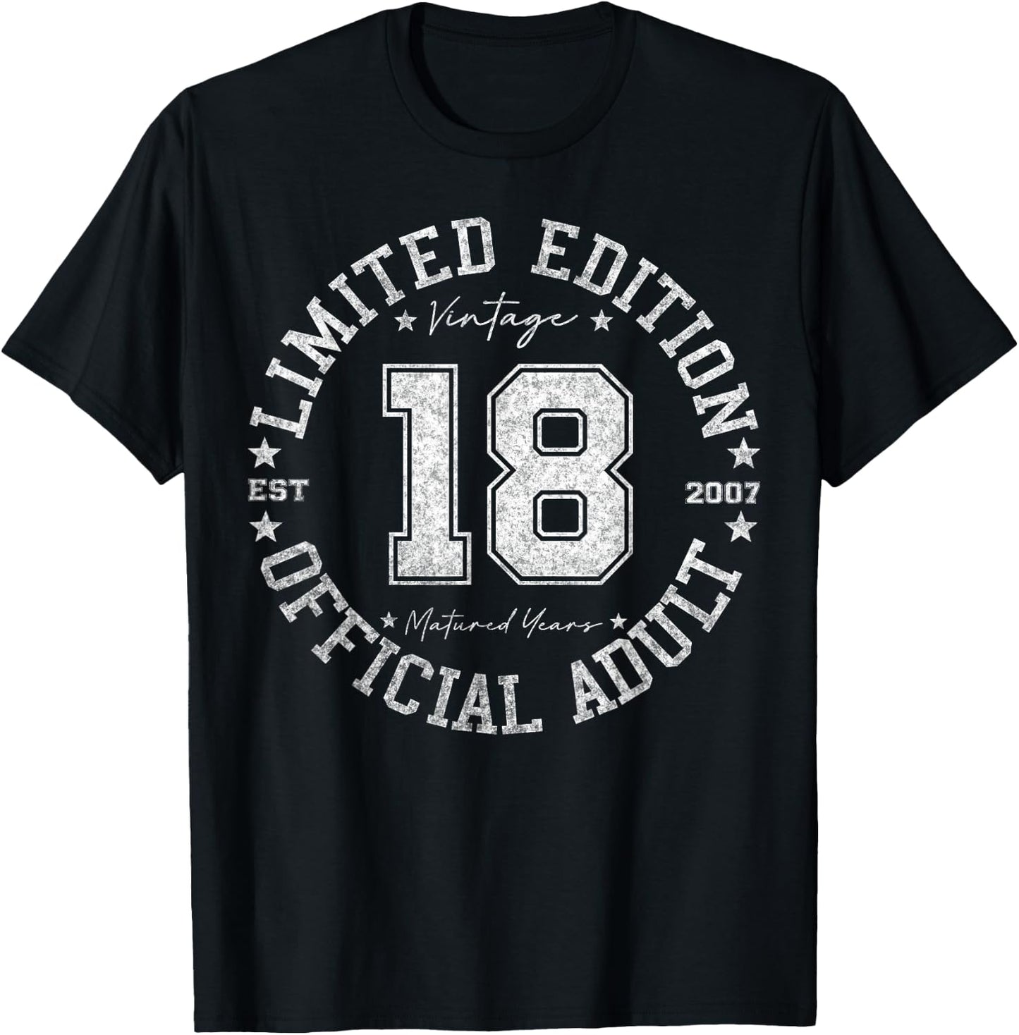 Official Adult 18 Year Old Gifts Vintage 2007 18th Birthday T-Shirt - T-Shirt | Black