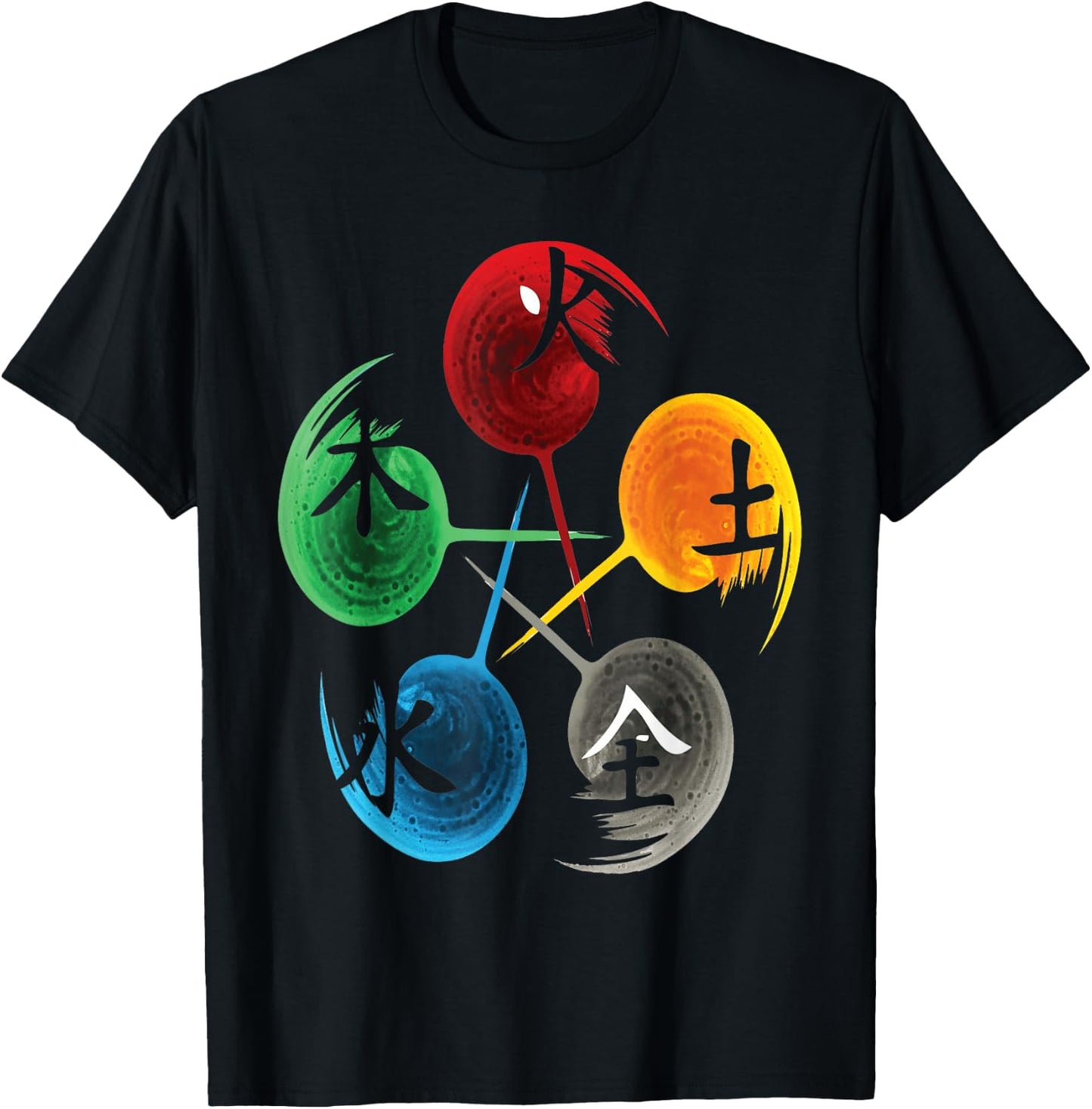 The Five Elements Of Qigong, Tai Chi Design. T-Shirt - T-Shirt | Black