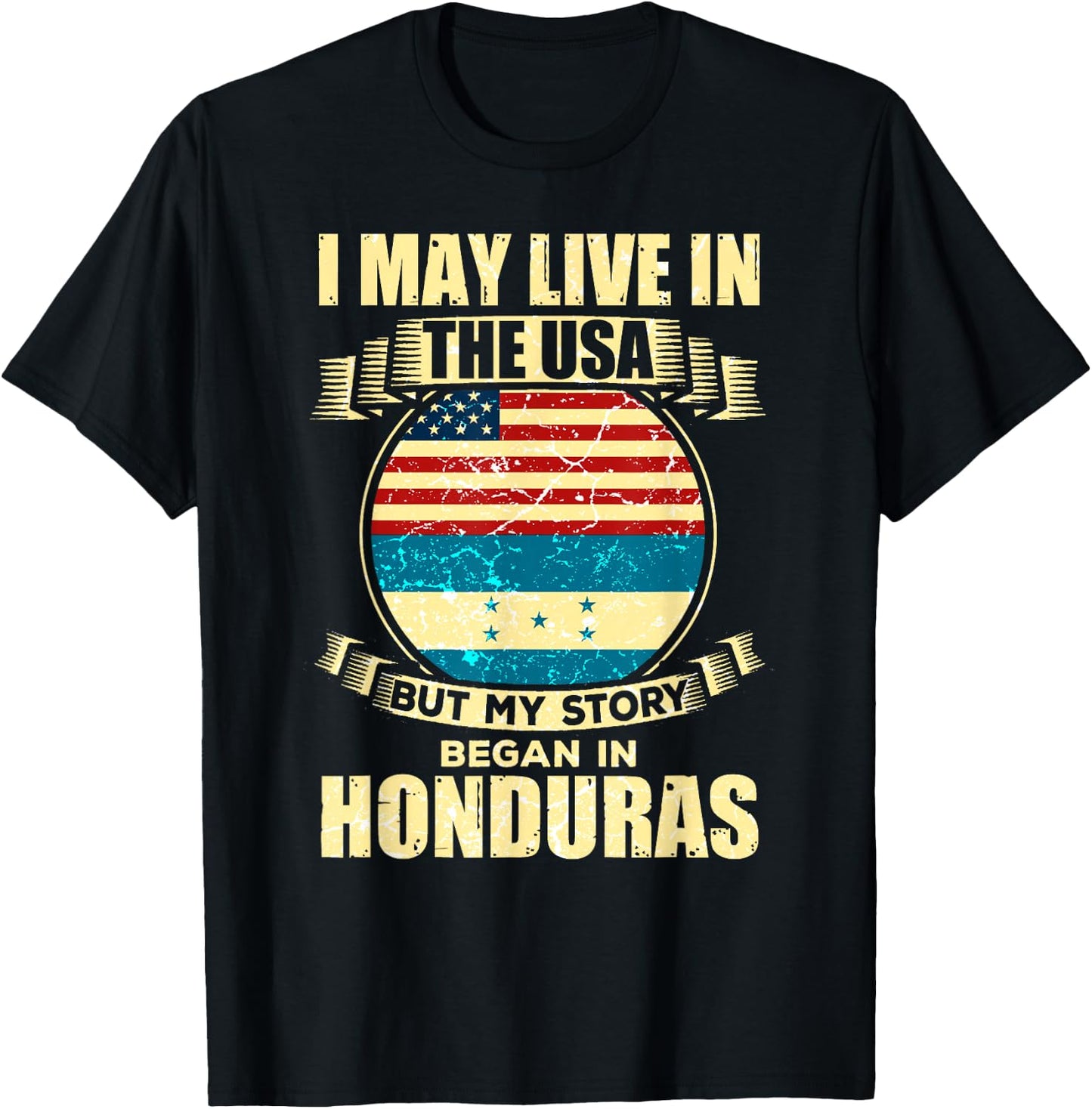 Home USA Honduras American Honduran Flag T-Shirt - T-Shirt | Black