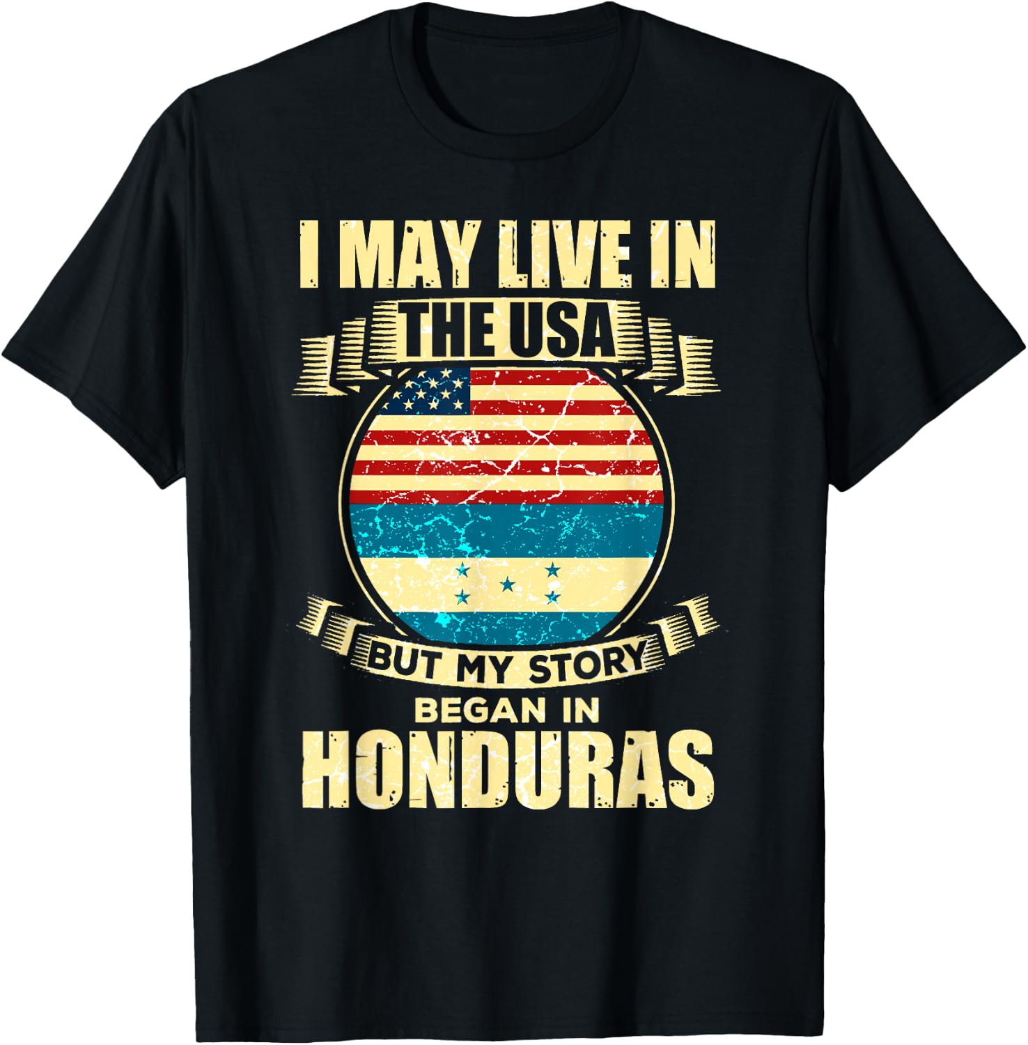 Home USA Honduras American Honduran Flag T-Shirt - T-Shirt | Black
