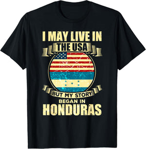 Home USA Honduras American Honduran Flag T-Shirt - T-Shirt | Black