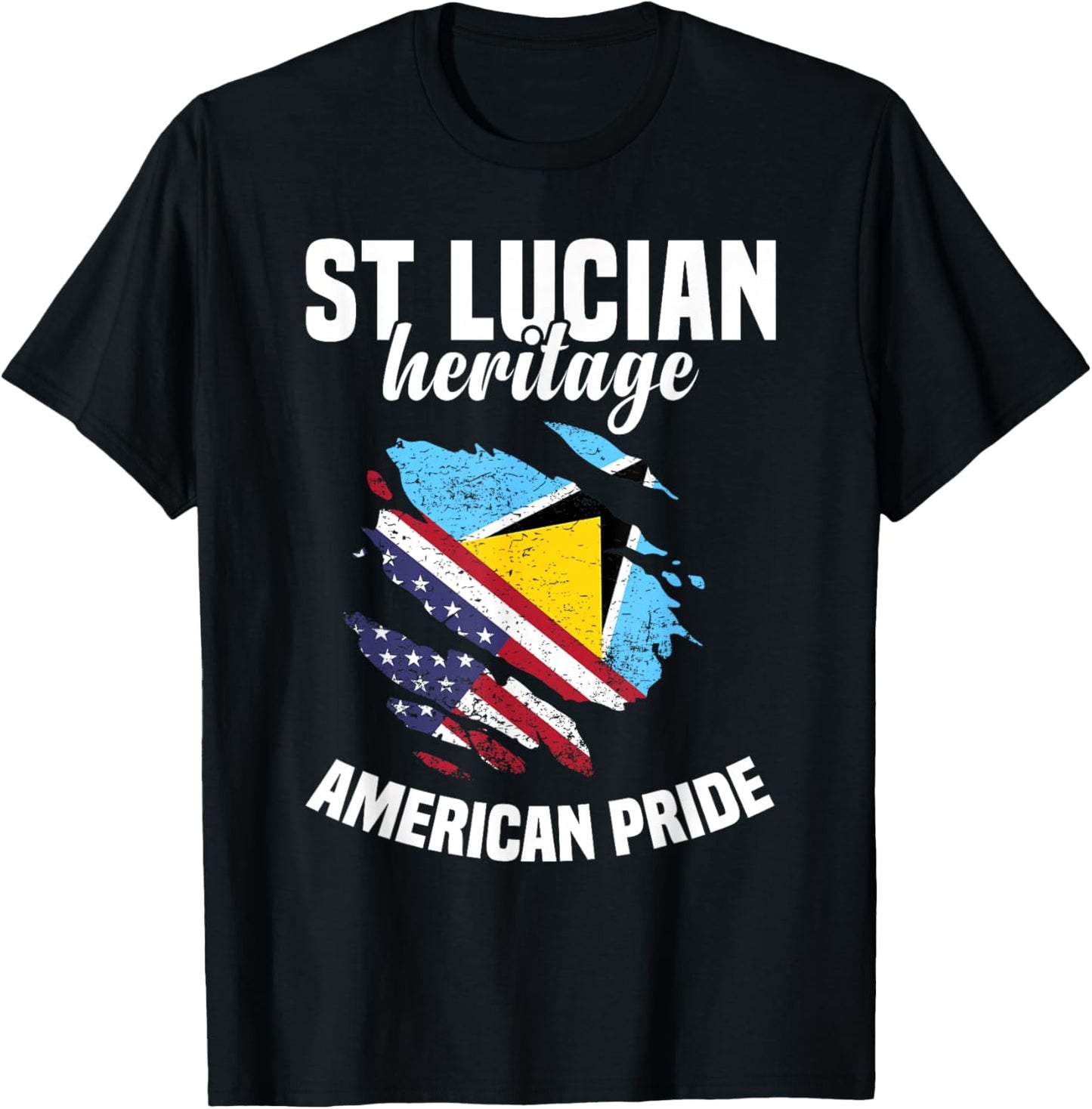 St Lucia Flag Outfit American Flags US Uniform St Lucian T-Shirt - T-Shirt | Black