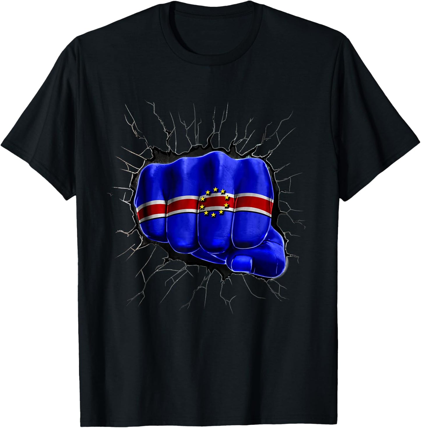 Cape Verde Flag Shirt Cape Verdean Flag Fist Gift T-Shirt - T-Shirt | Black