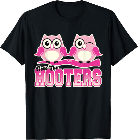 Breast Cancer Awareness Survivor Save The Hooters T-Shirt - T-Shirt | Black