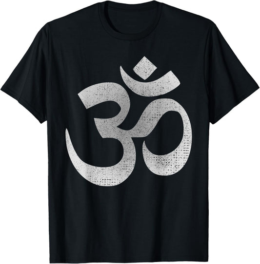 Distressed Om Symbol Namaste yoga spiritual peace Om icon T-Shirt - T-Shirt | Black
