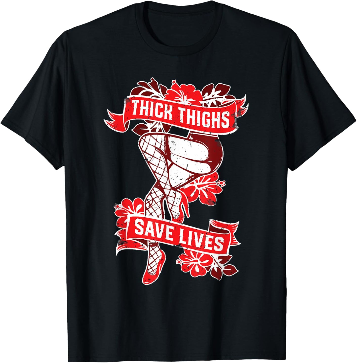 Thick Thighs Save Lives Gym Humor Funny Fitness T shirt T-Shirt - T-Shirt | Black