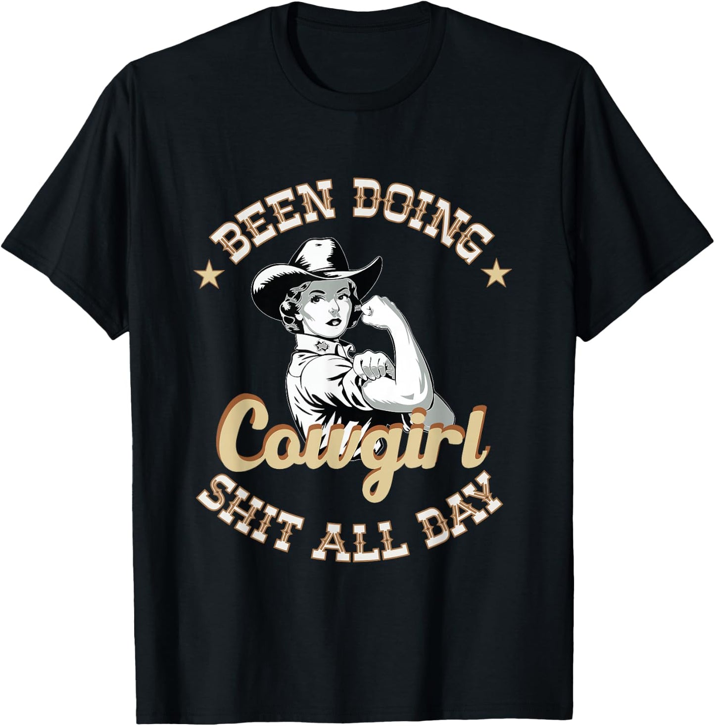 Been Doing Cowgirl Stuff All Day Retro Funny Cowboy Cowgirl T-Shirt - T-Shirt | Black